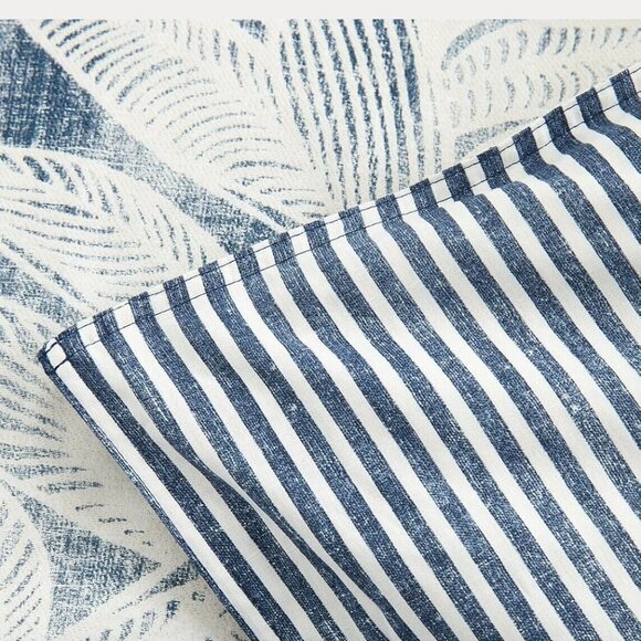New Ralph Lauren Evan Palm King 3p Duvet Cover Set Blue Floral Reversible Stripe - Picture 2 of 4